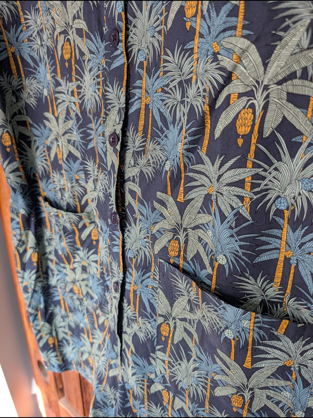 Romper (Red Sky) - Tropical Palm Print Black/Green - Picture 3 of 4
